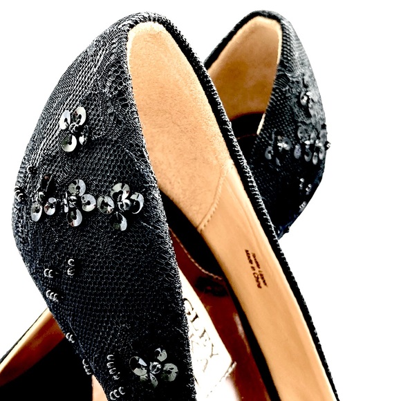 Badgley Mischka Black SANOMA Embellished beaded Lace heels Sz 7 1/2 M - Picture 5 of 11